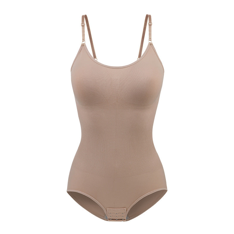 Body shaping bodysuit for women with abdominal compression buttons open cut underwear waist cinching and body shaping bodysuit