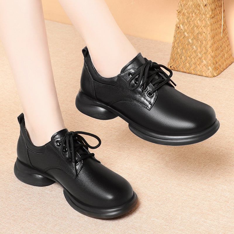 Fashion women's single leather shoes low heel thick heel casual single shoes