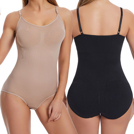 Body shaping bodysuit for women with abdominal compression buttons open cut underwear waist cinching and body shaping bodysuit