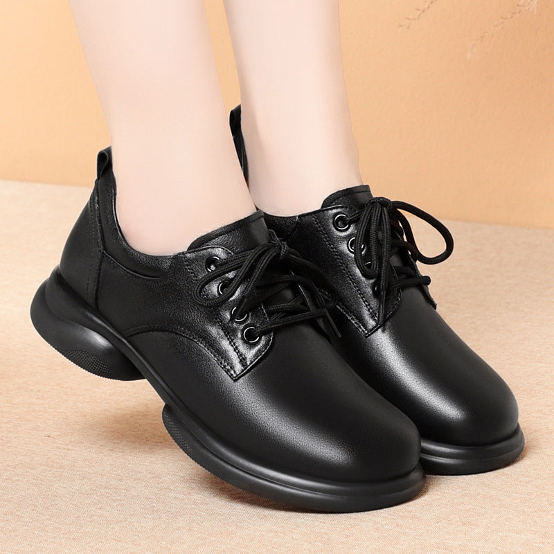 Fashion women's single leather shoes low heel thick heel casual single shoes