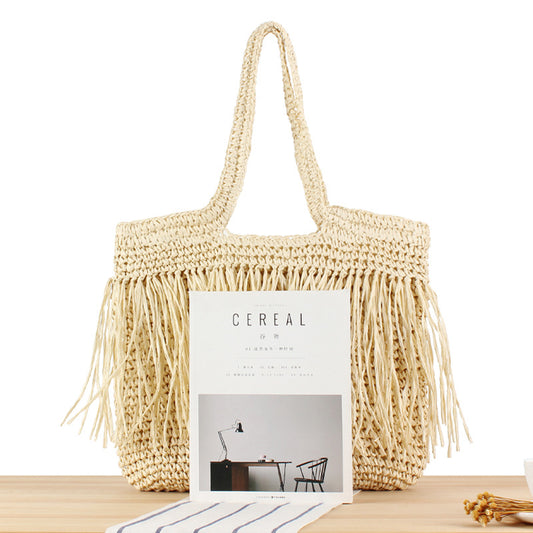 Beach Resort Chic: Handwoven Tassel Bag - Stylish, Spacious, and Versatile Crossbody Bag