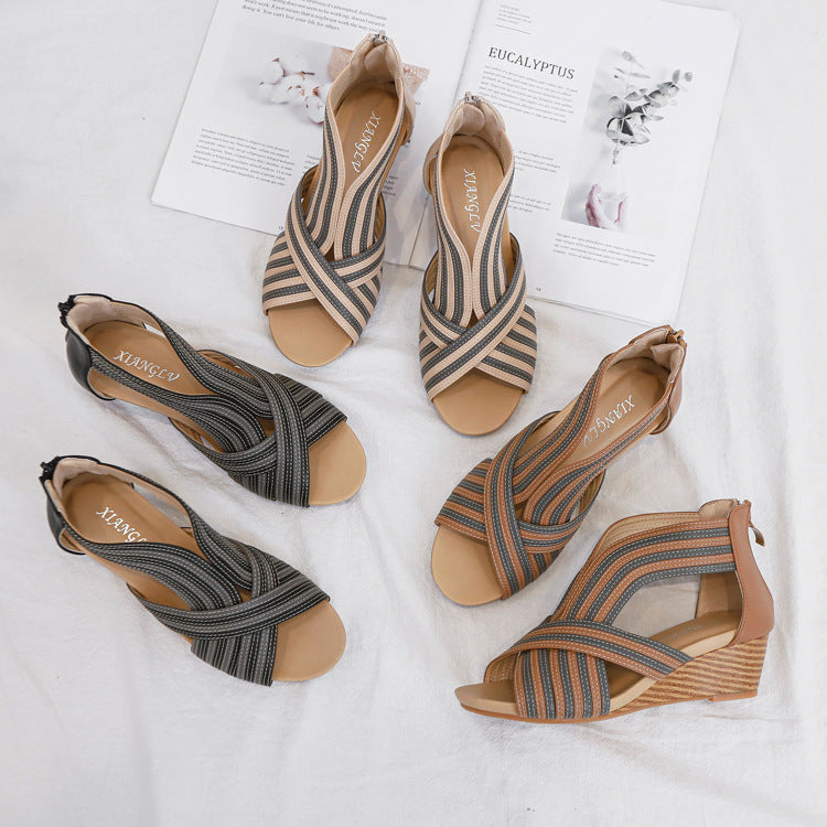 Summer Fashion Women's Fish Mouth Bohemian Roman Sandals Women